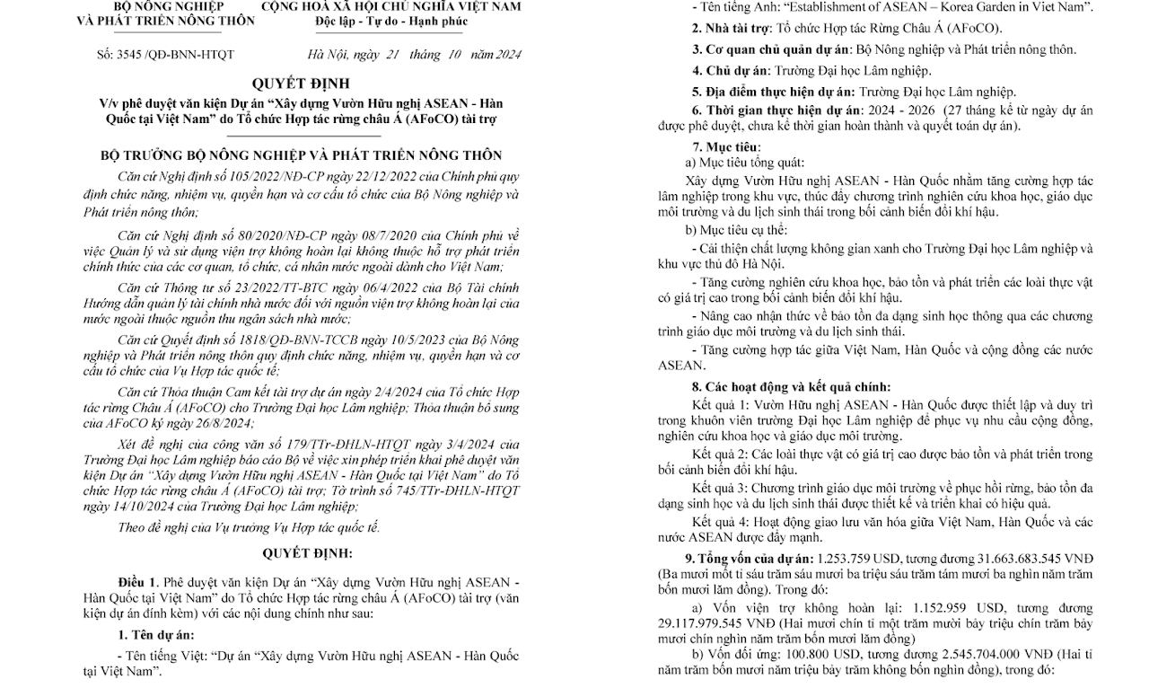 Quyết định phê duyệt văn kiện dự án